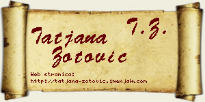 Tatjana Zotović vizit kartica